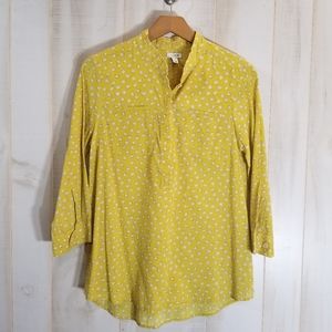 Odille Anthro Mustard Yellow Print Dot Tunic Top